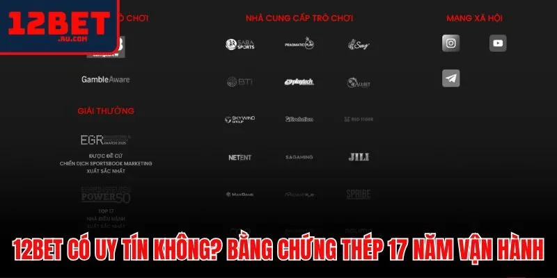 Minh chứng uy tín 17 năm vận hành của thương hiệu 12BET